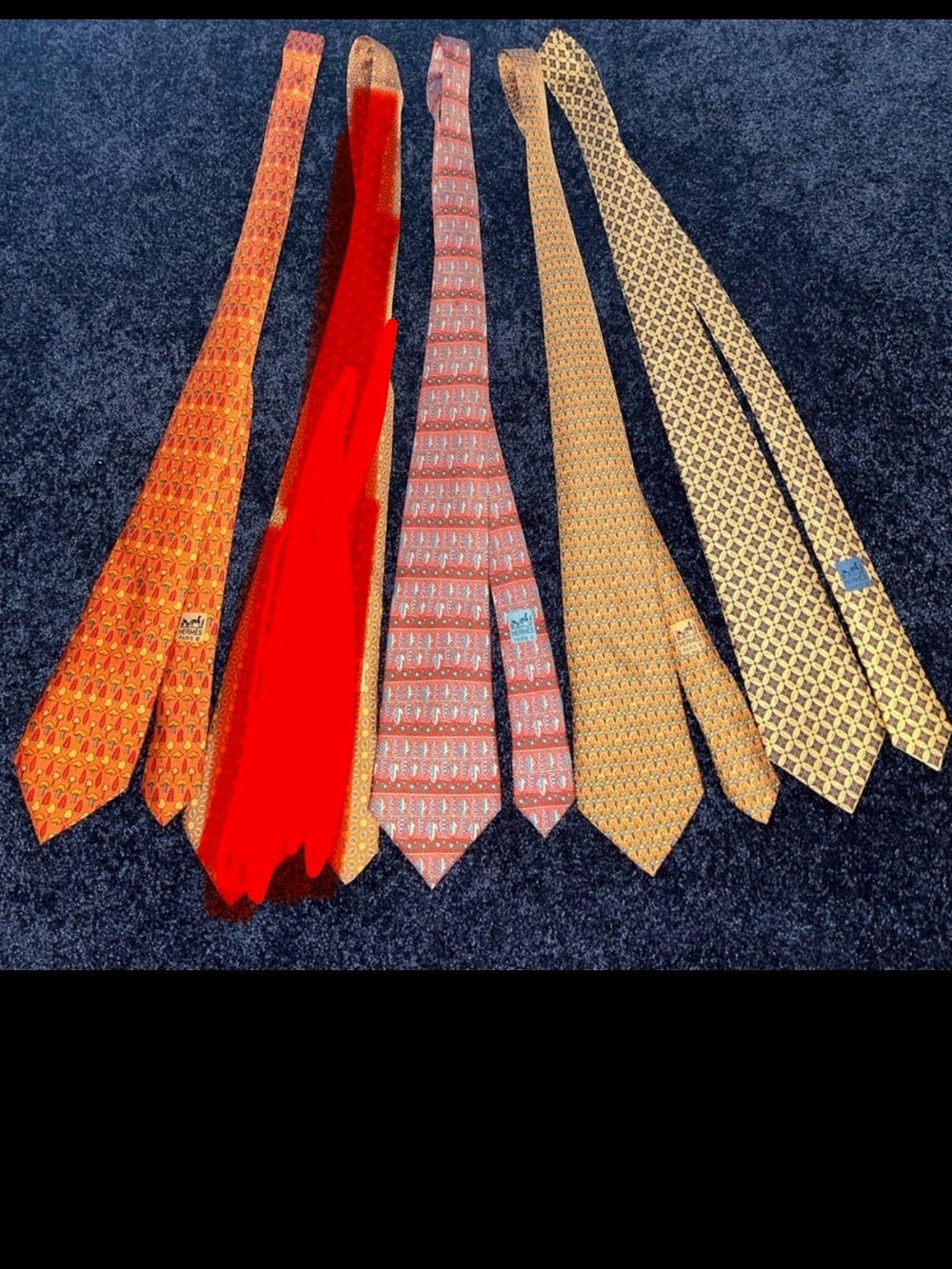 Lot of 4 Hermes Ties (100% Silk)